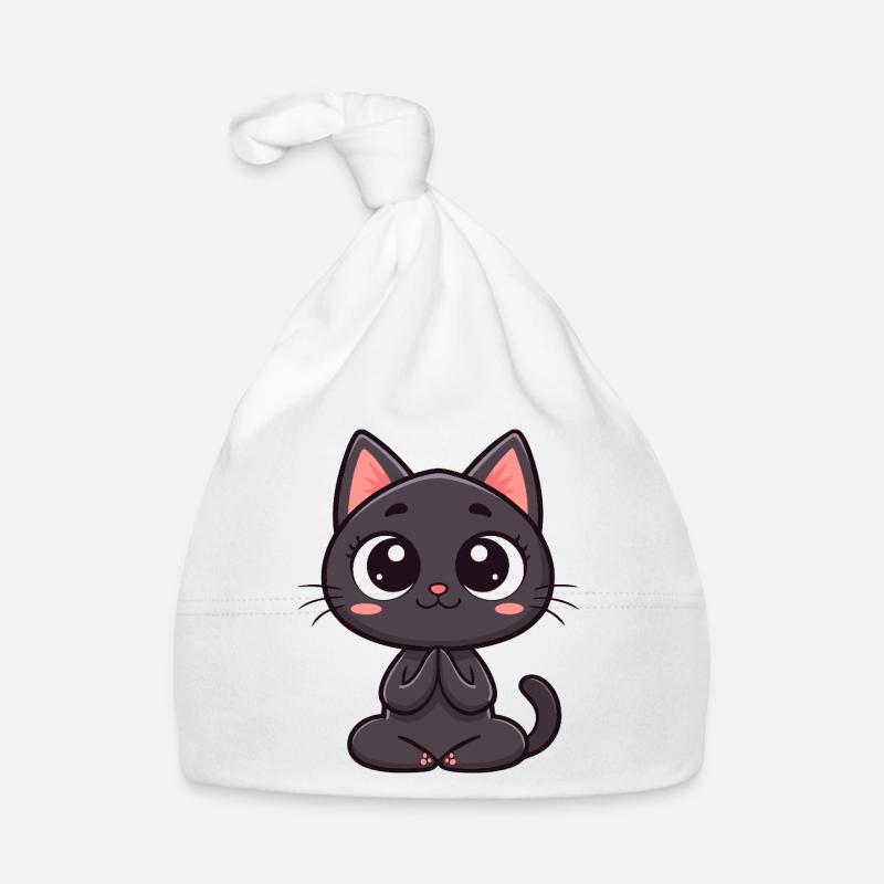 Süße schwarze Katze betet Baby Bio-Mütze