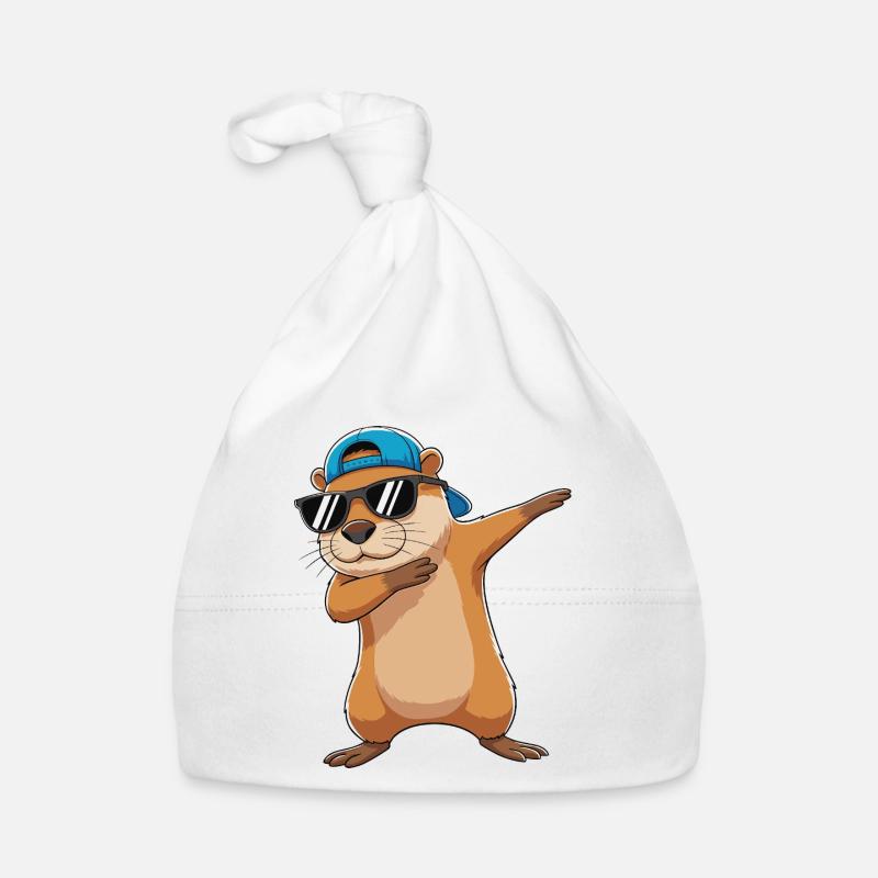 Cool Dabbing Otter Sunglasses Cartoon Art Organic Baby Cap