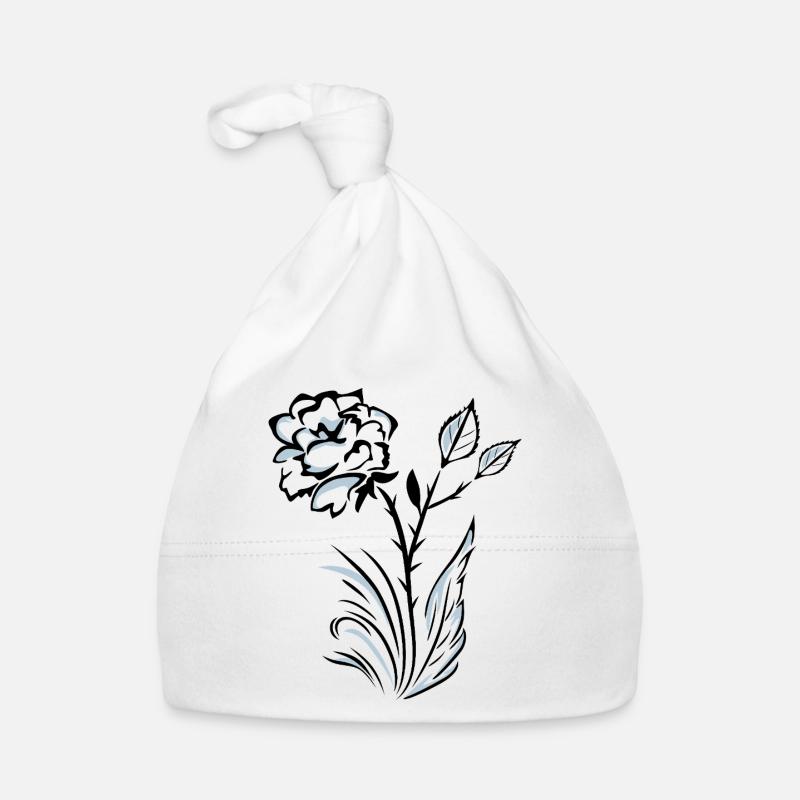 Stylized outlined rose Organic Baby Cap