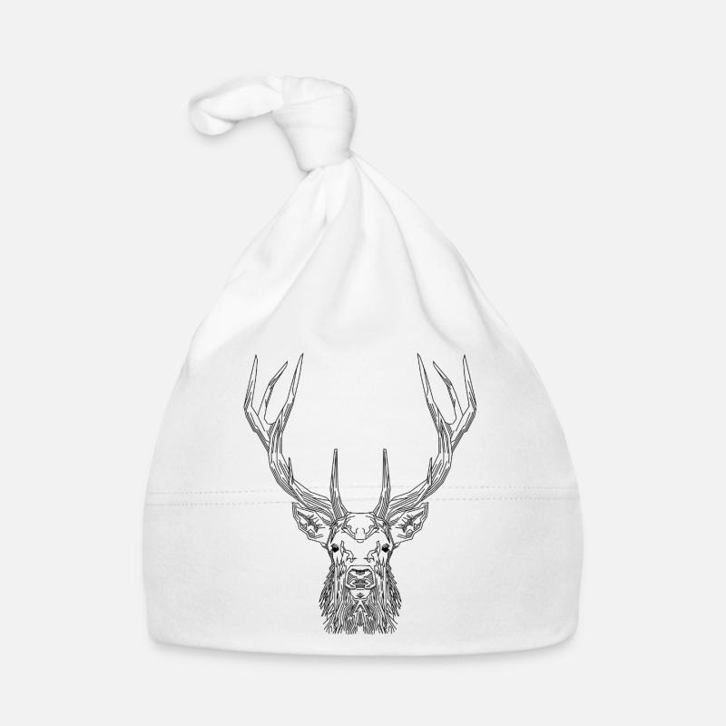 Tech Deer – Geometric Deer in Black Organic Baby Cap