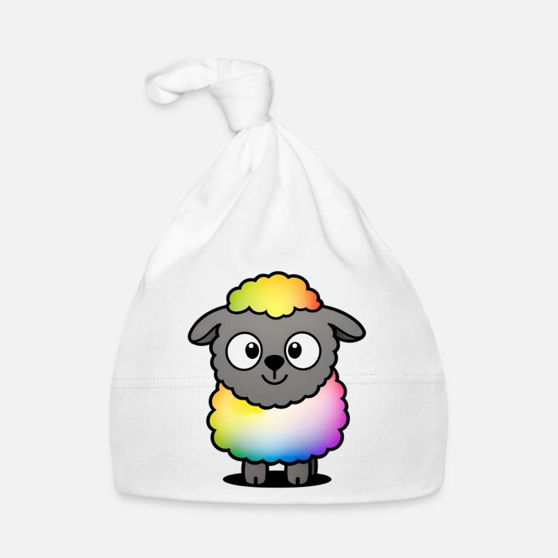 Regenbogen-Fluffiges Schaf Baby Bio-Mütze