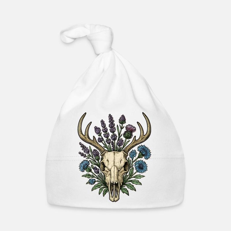 Os de cerf avec couronne de fleurs Bonnet bio Bébé