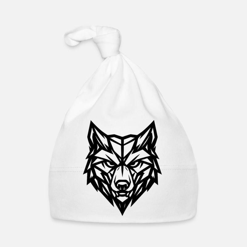 Grauer Wolf mit geometrischem Stil Baby Bio-Mütze
