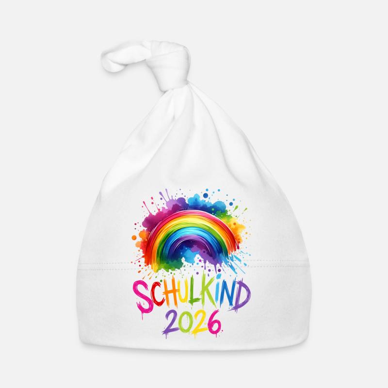 Schulkind 2026 Regenbogen Baby Bio-Mütze