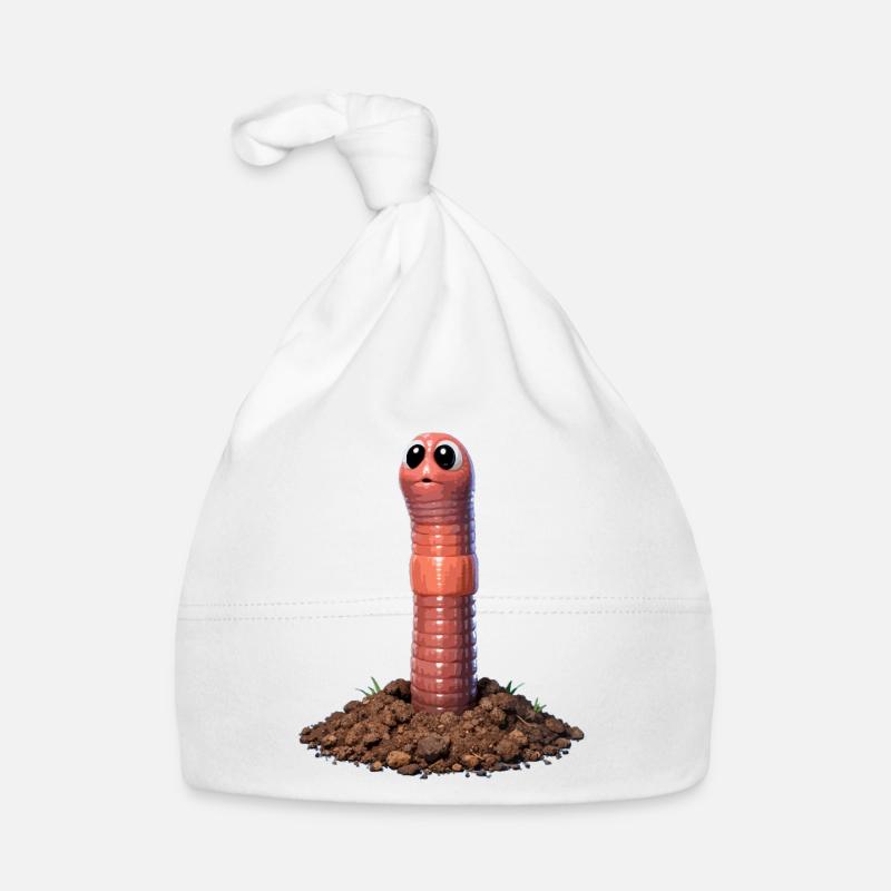 Mudworm cartoon with big eyes Organic Baby Cap