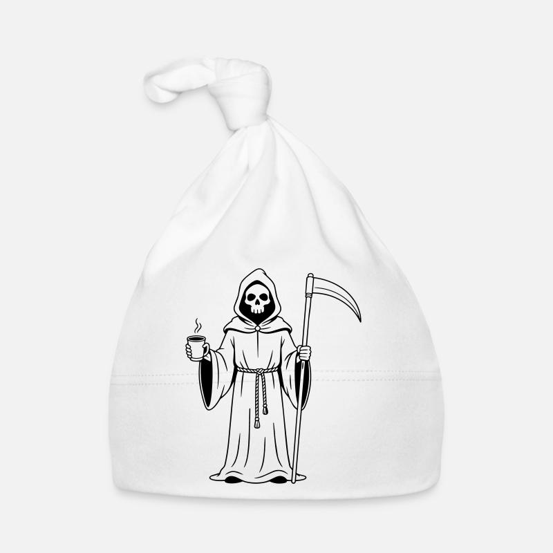 Sensenmann mit einer Tasse Kaffee Baby Bio-Mütze