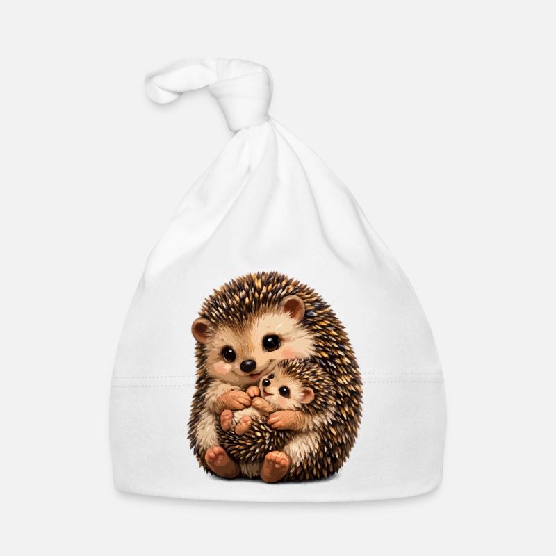 Umarmungsillustration von Mutter und Baby Igel Baby Bio-Mütze