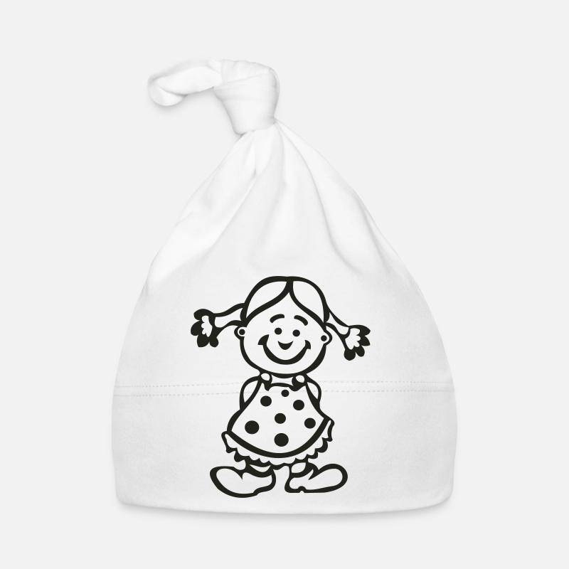 Fröhliches Mädchen mit Punktenkleid Baby Bio-Mütze