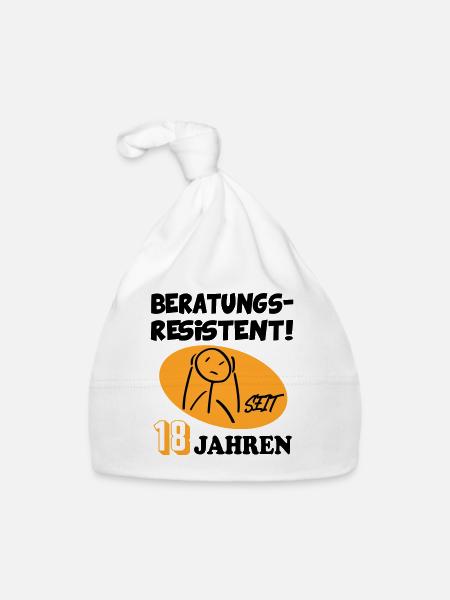 Comic Geburtstag 18 Jahre Happy Birthday - Baby Bio-Mütze - Weiß - Vorne