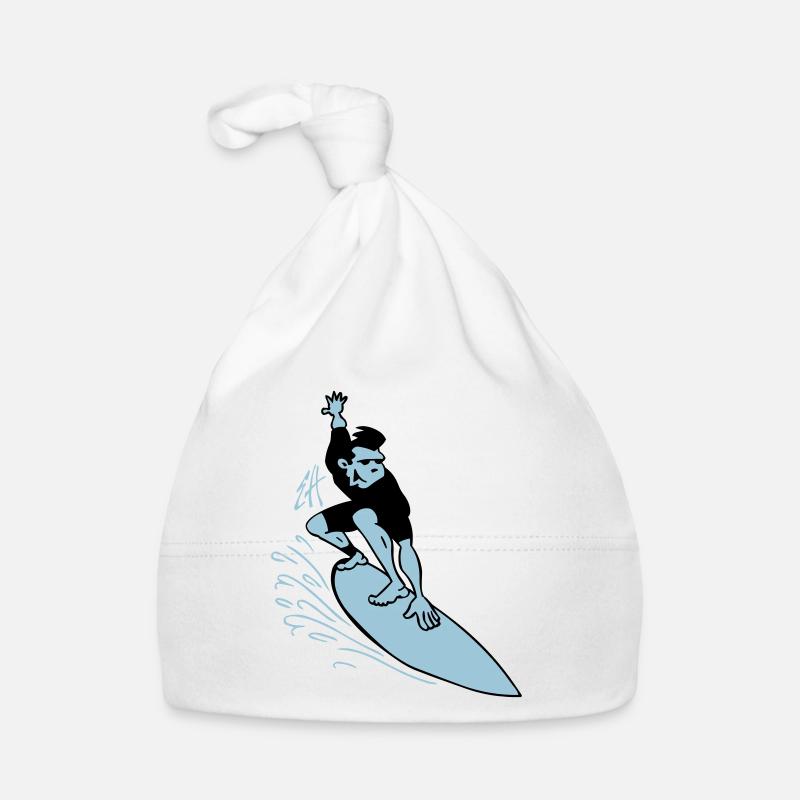 Two Color Surfer Drawing Organic Baby Cap