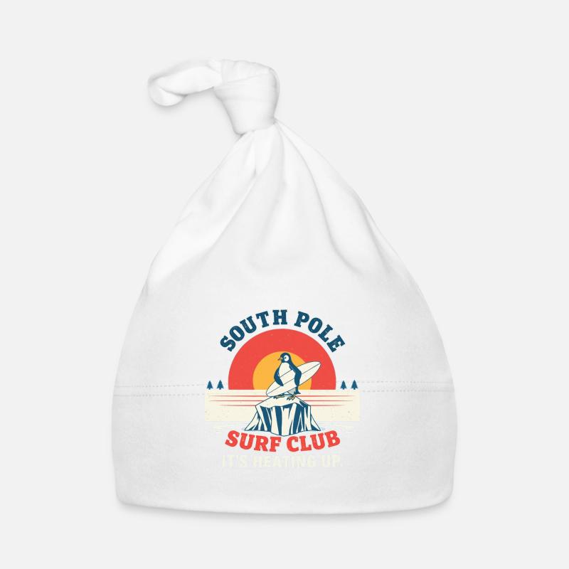 South Pole Surf Club - Ça chauffe - Surfeur - Bonnet bio Bébé - blanc