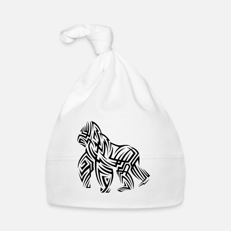 Tatouage tribal de gorille - Bonnet bio Bébé - blanc