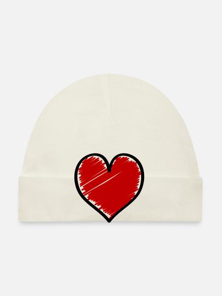 Symbole du cœur Amour - Bonnet bio Bébé - blanc - Devant