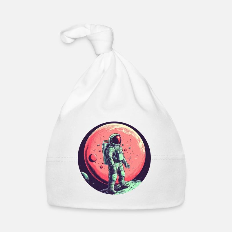 Astronaut and Red Moon - Space Exploration Organic Baby Cap