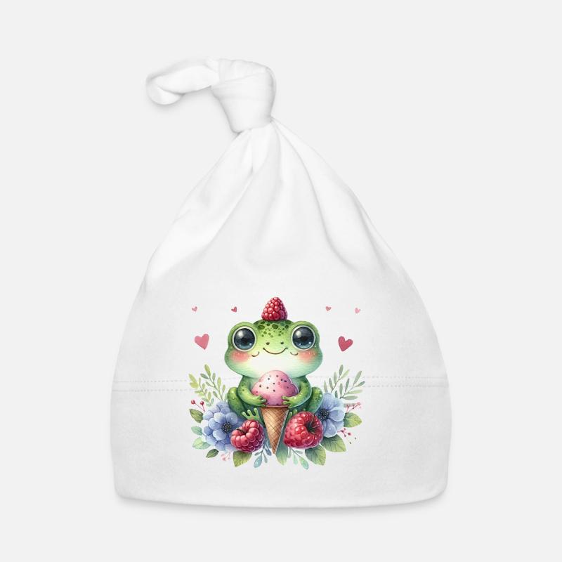 Cute Frog Watercolor Organic Baby Cap