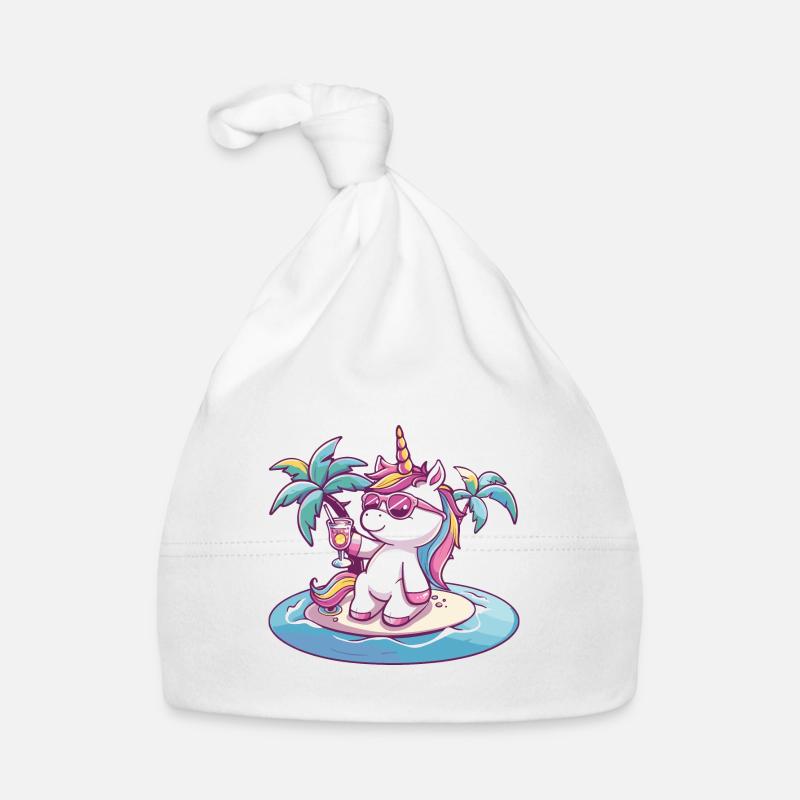Einhorn Sommer Strand Urlaub Baby Bio-Mütze