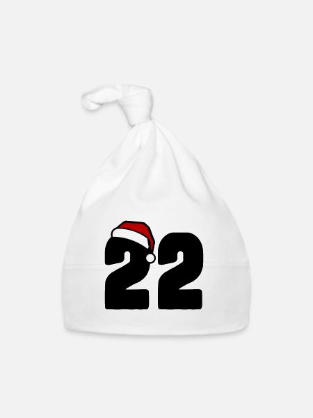 22 Number Christmas - Organic Baby Cap - white - Front