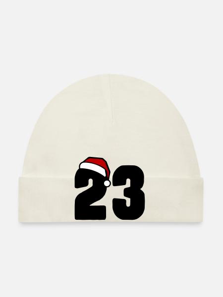 23 Numéro Noël - Bonnet bio Bébé - blanc - Devant