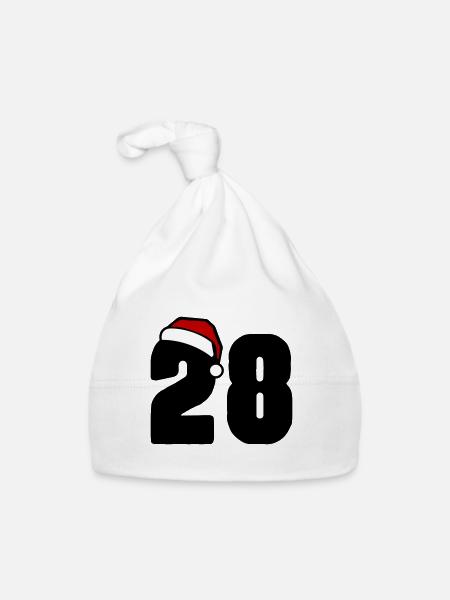 28 Zahl Weihnachten - Baby Bio-Mütze - Weiß - Vorne