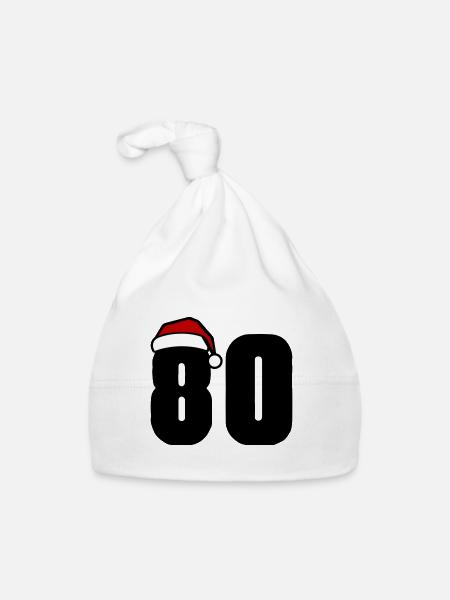 80 Numéro Noël - Bonnet bio Bébé - blanc - Devant