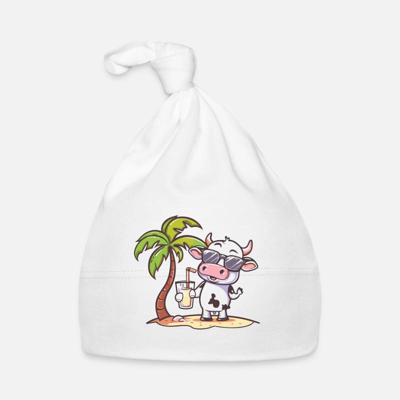 Cow Summer Beach Vacation Organic Baby Cap