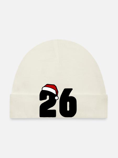 26 Zahl Weihnachten - Baby Bio-Mütze - Weiß - Vorne