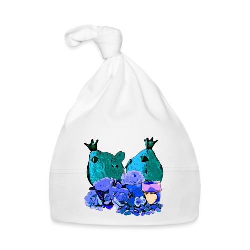 Küken Blumen türkis blau - Baby Bio-Mütze
