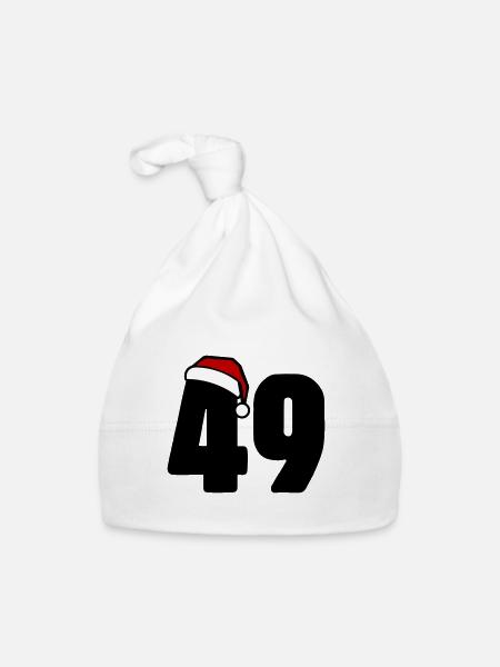 49 Zahl Weihnachten - Baby Bio-Mütze - Weiß - Vorne