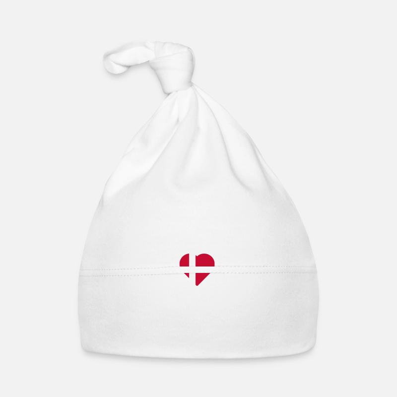 Drapeau Danemark - Bonnet bio Bébé - blanc