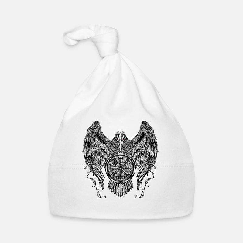 Corbeau avec Futhark et Vegvisir Bonnet bio Bébé