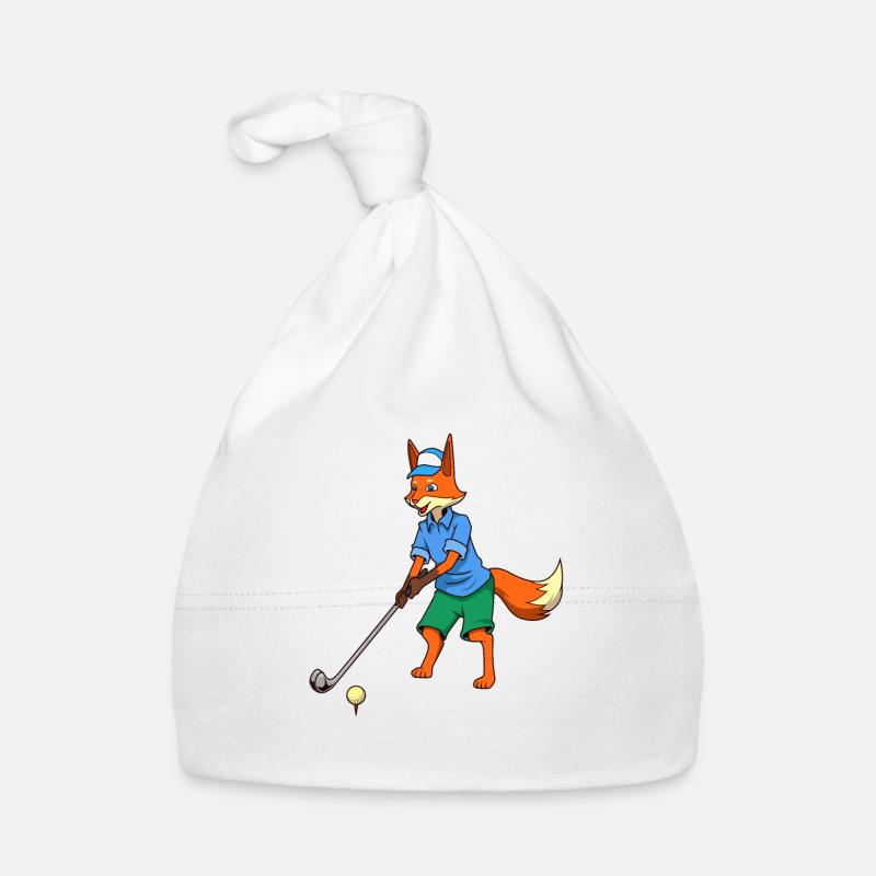 Comic Fuchs spielt Golf - Golfer Baby Bio-Mütze