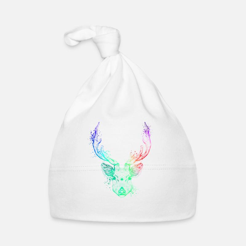 Farbenfroher Hirschkopf Baby Bio-Mütze
