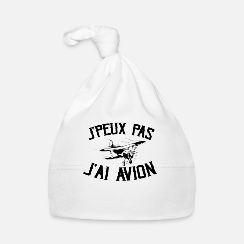 Je Peux Pas J'ai Avion - Bonnet bio Bébé - blanc