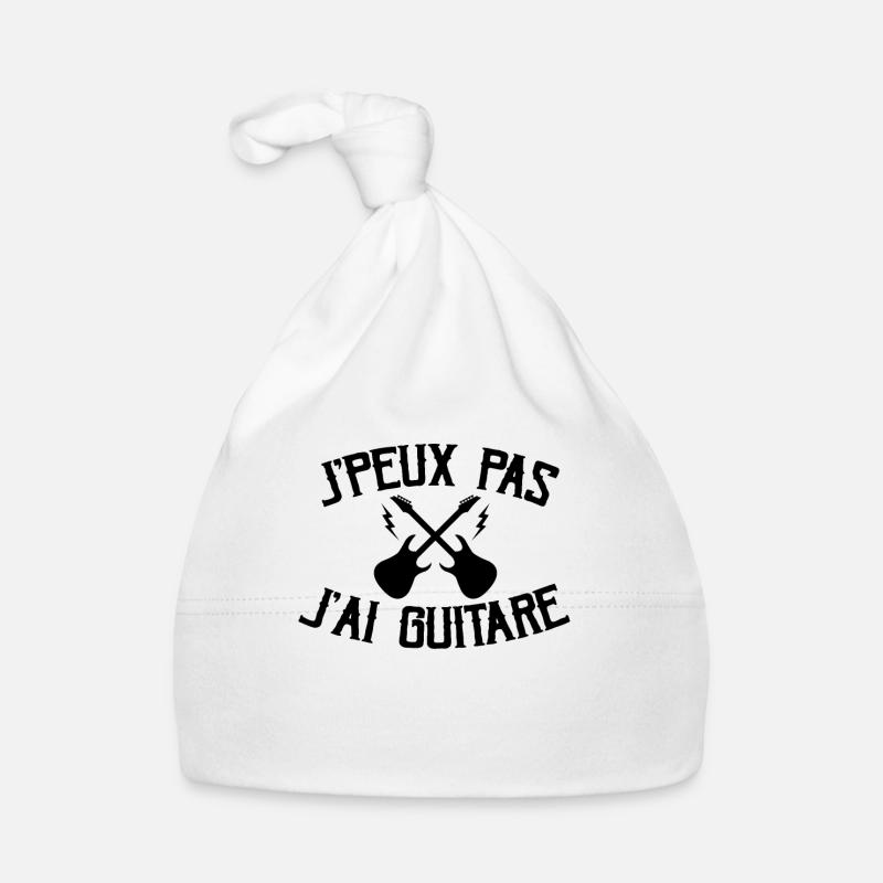 Je Peux Pas J'ai Guitare - Bonnet bio Bébé - blanc