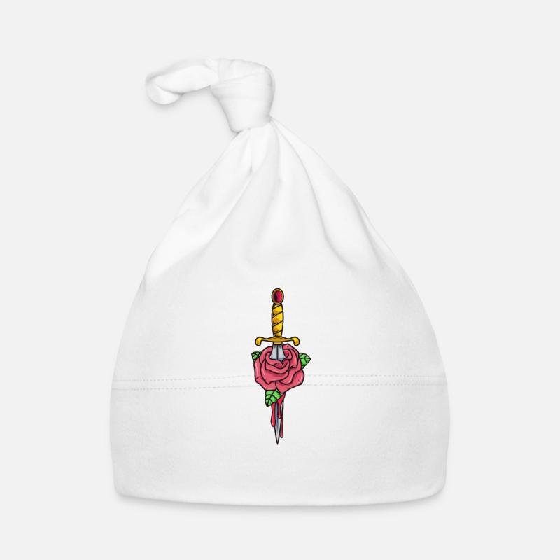 Gothic Dagger with Rose Organic Baby Cap