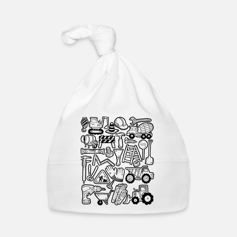 Pelle de chantier Ouvrier de la construction Casque de grue Outil - Bonnet bio Bébé - blanc