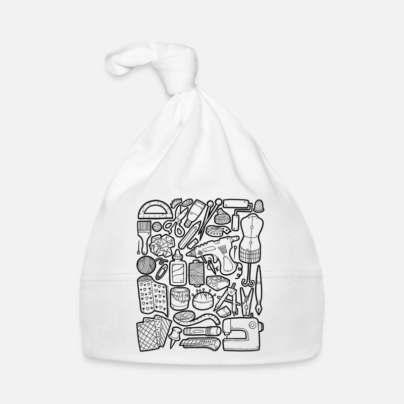 Crafting DIY Doodle Handmade Sewing Machine Hobby - Organic Baby Cap - white