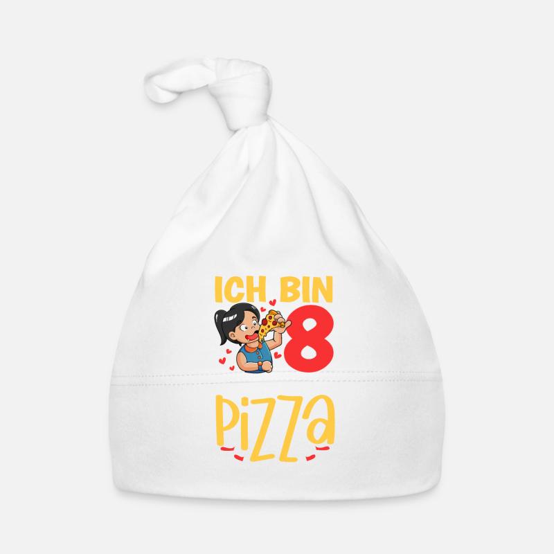 Ich bin 8 - Mädchen Pizza Baby Bio-Mütze