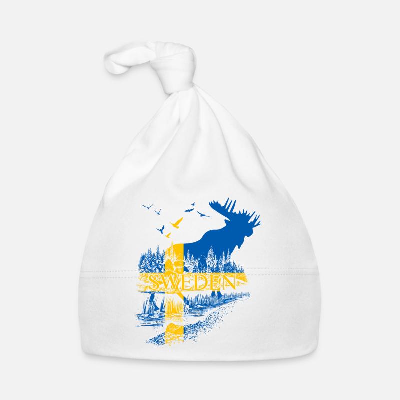 SUÈDE ORIGNAL DRAPEAU SUÉDOIS Bonnet bio Bébé