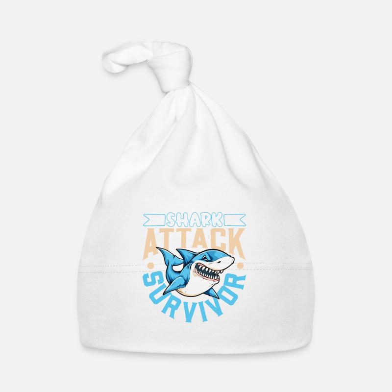 I survived a shark attack - shark bite Organic Baby Cap