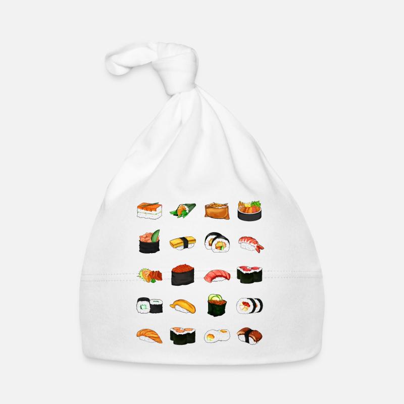 De nombreuses préparations de sushi - Types de sushis - Bonnet bio Bébé - blanc