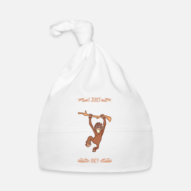 J’adore les orangs-outans - Orangs-outans - Bonnet bio Bébé - blanc