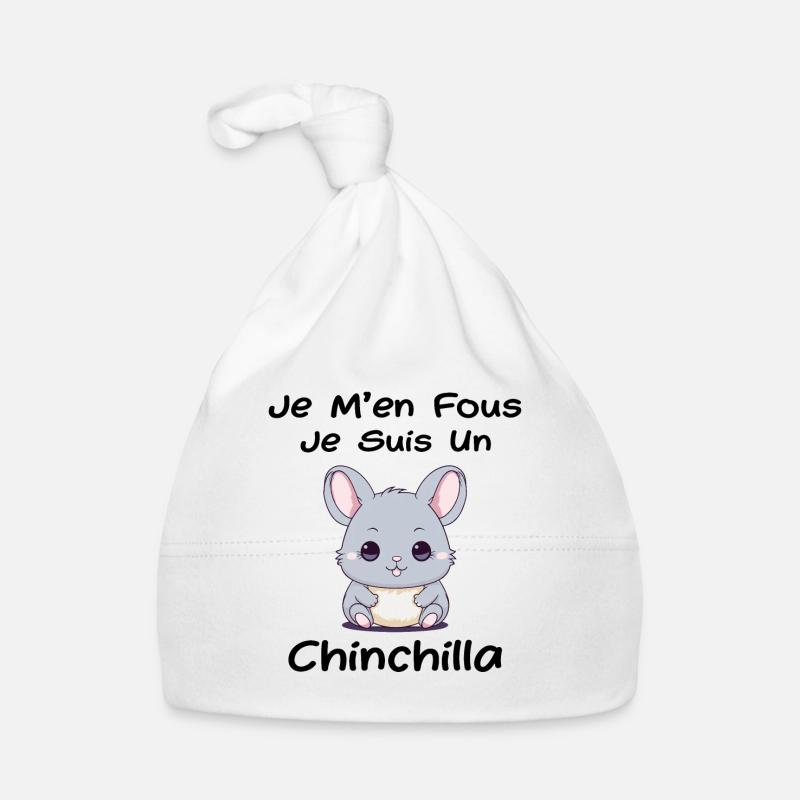 Petit chinchilla mignon - Bonnet bio Bébé - blanc
