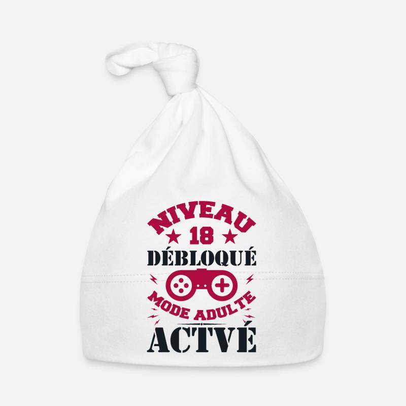 Niveau 18 Débloqué Anniversaire 18 Ans - Bonnet bio Bébé - blanc