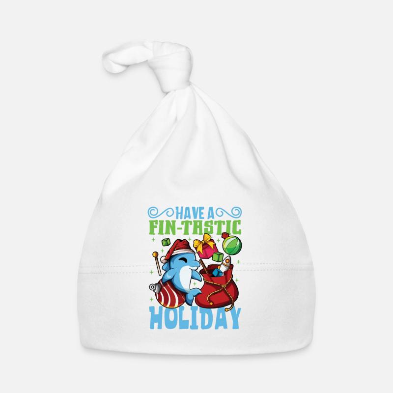 Have a fin-tastic holiday - Christmas Dolphin Organic Baby Cap