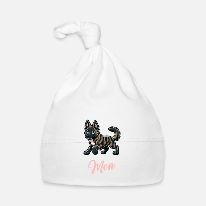 Holländischer Schäferhund Mama - Baby Bio-Mütze - Weiß