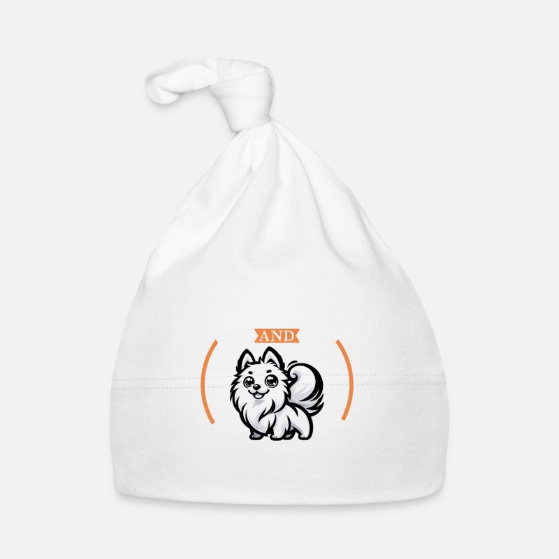 Café et Spitz danois - Bonnet bio Bébé - blanc