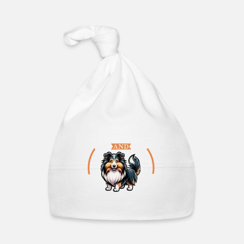 Kaffee und Langhaarcollie Baby Bio-Mütze