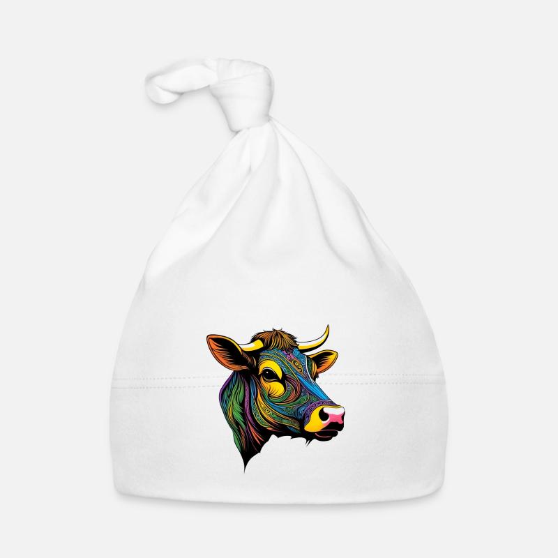 Portrait graphique d'une vache Bonnet bio Bébé