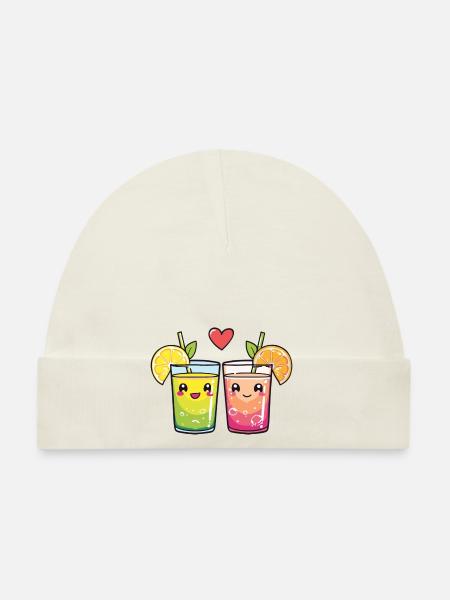 Lemonade Couple Love Drink Heart Valentine's Day - Organic Baby Cap - white - Front